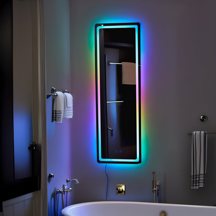 Denekia Lighted Full Length Mirror Wall Mounted Mirror RGB Color Changing LED Lights Mirror